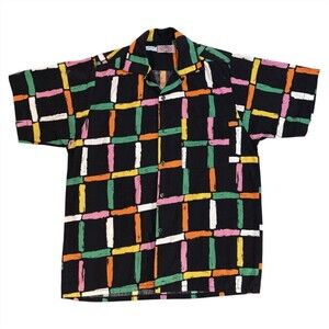 Vintage Trash and Vaudeville Multi Color Grid Print Button-Up Shirt Size L